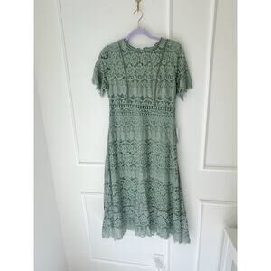 NWT Nordstrom Green Lace Midi Dress Size L